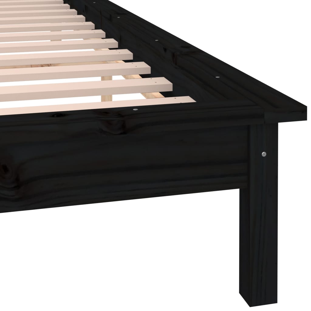 Cadre de lit à LED sans matelas noir 120x190 cm bois massif - XIOS
