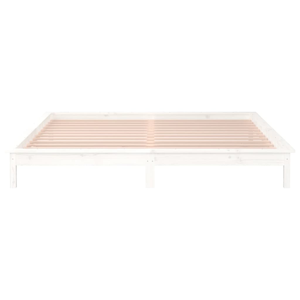 Cadre de lit à LED sans matelas blanc 135x190 cm bois massif - XIOS