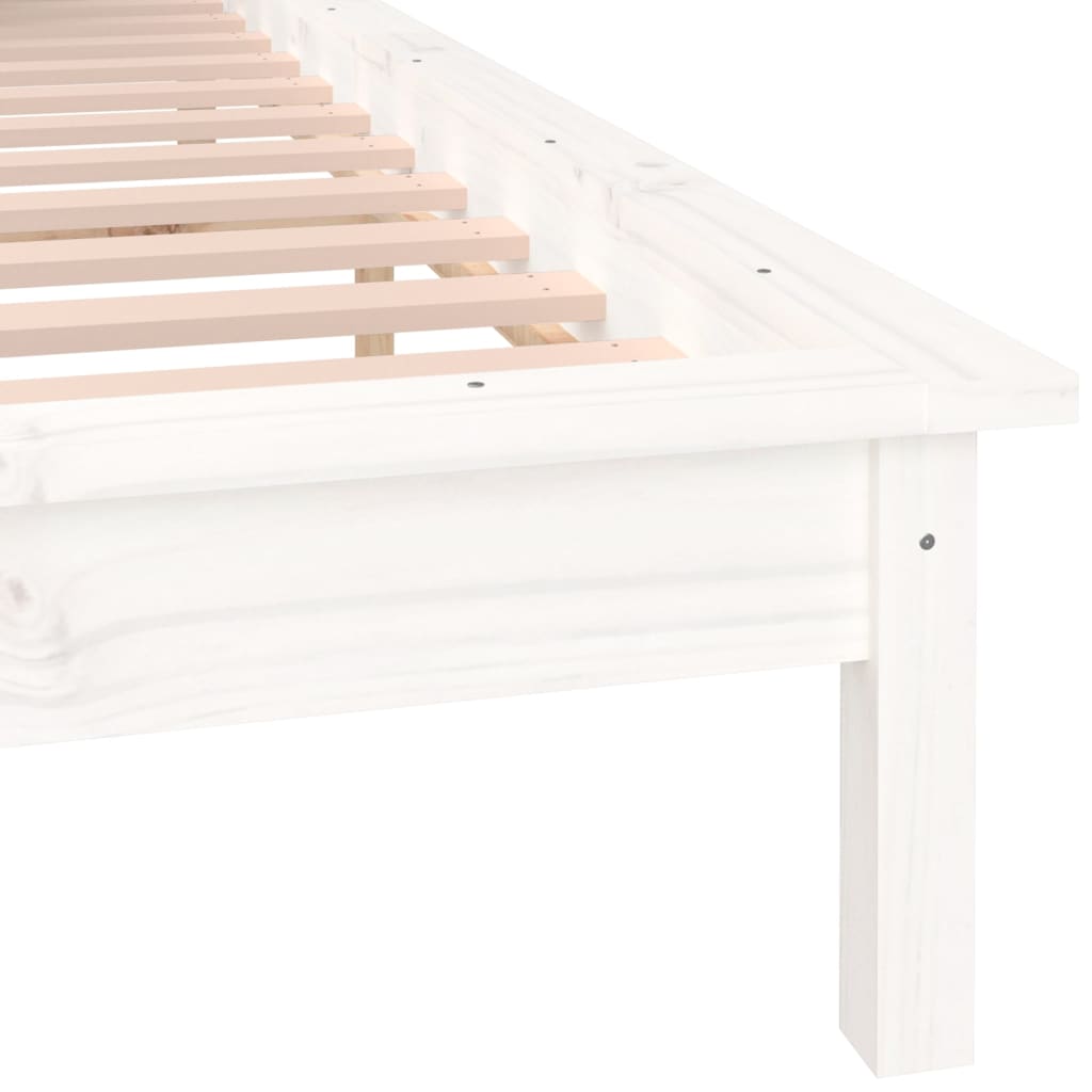 Cadre de lit à LED sans matelas blanc 135x190 cm bois massif - XIOS