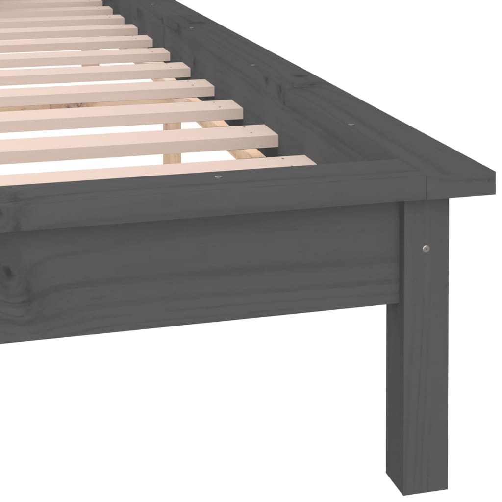 Cadre de lit à LED sans matelas gris 140x190 cm bois massif - XIOS