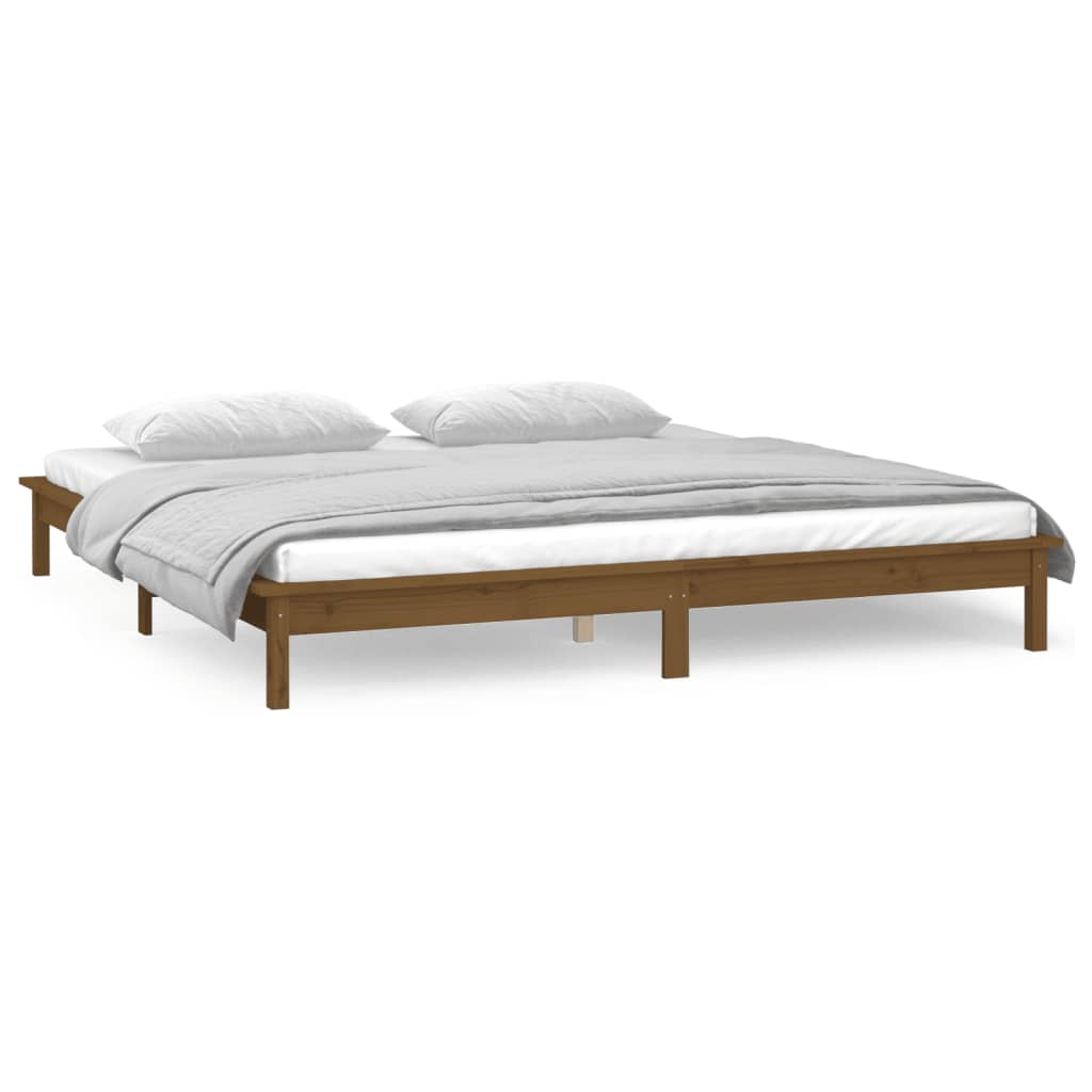 Cadre de lit à LED sans matelas 140x190 cm bois massif - XIOS