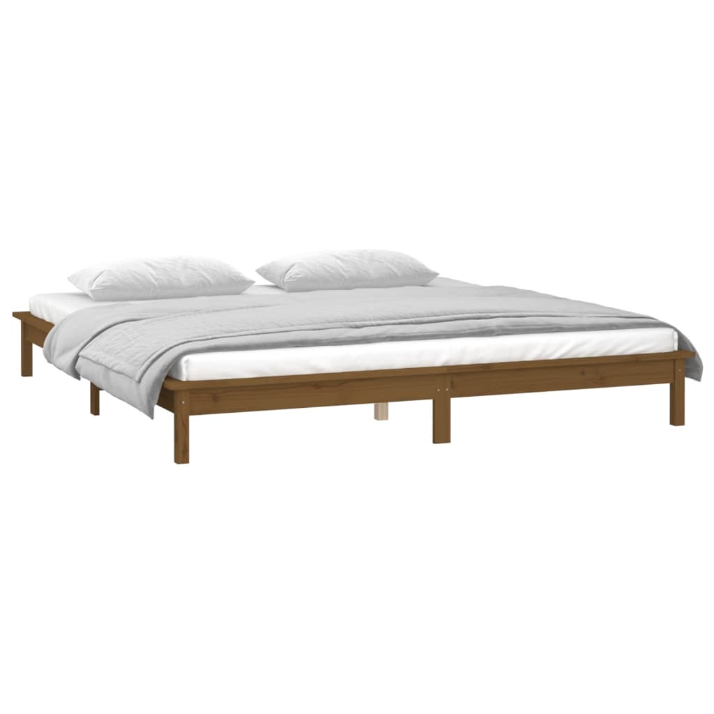 Cadre de lit à LED sans matelas 140x190 cm bois massif - XIOS
