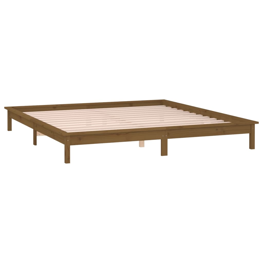 Cadre de lit à LED sans matelas 140x190 cm bois massif - XIOS