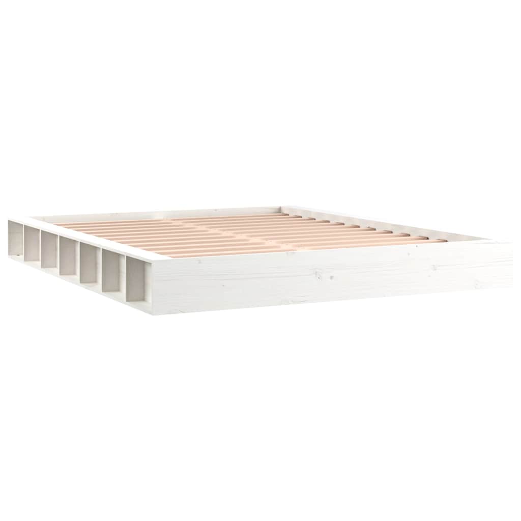 Cadre de lit sans matelas blanc 160x200 cm bois massif - XIOS
