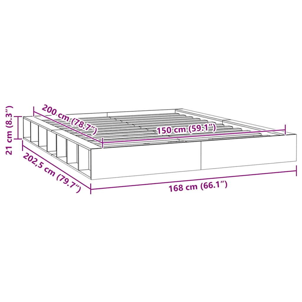 Cadre de lit sans matelas 150x200 cm bois massif - XIOS