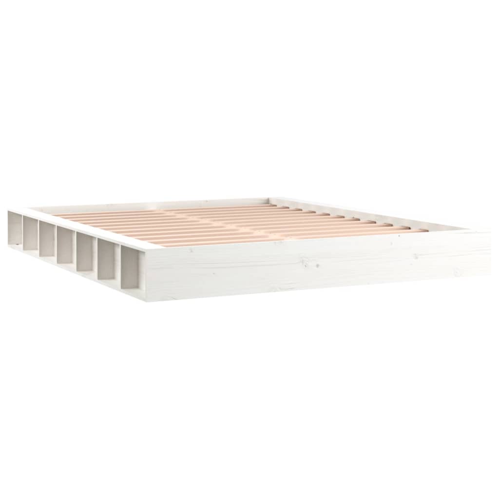 Cadre de lit sans matelas blanc 150x200 cm bois massif - XIOS
