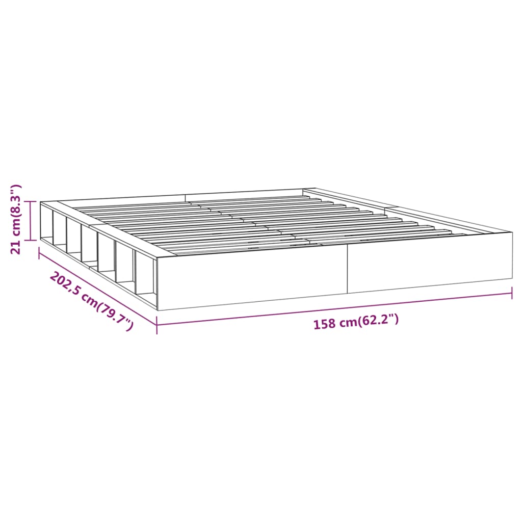 Cadre de lit sans matelas 140x200 cm bois massif - XIOS