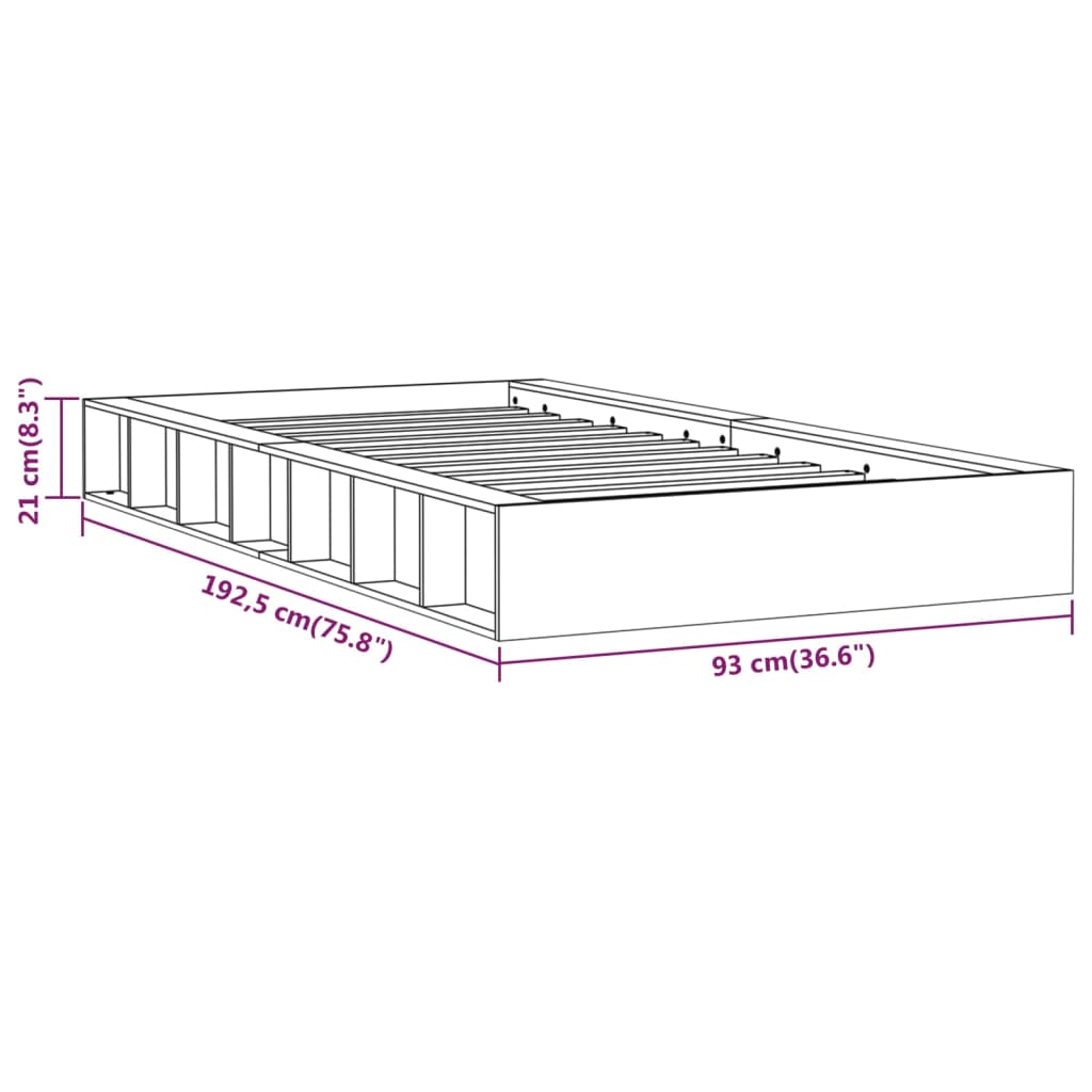 Cadre de lit sans matelas blanc 75x190 cm bois massif - XIOS