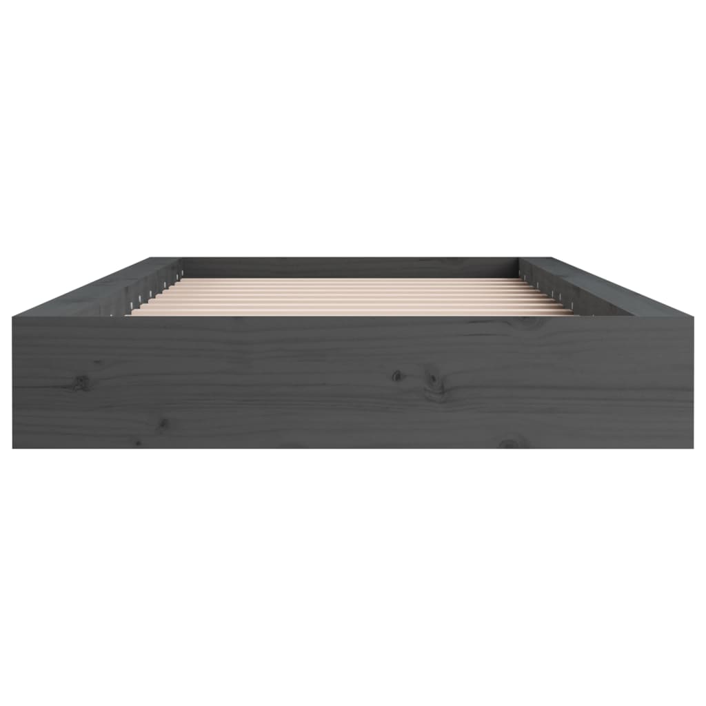 Cadre de lit sans matelas gris 75x190 cm bois massif - XIOS