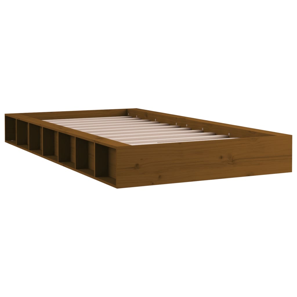 Cadre de lit sans matelas marron miel 75x190 cm bois massif - XIOS