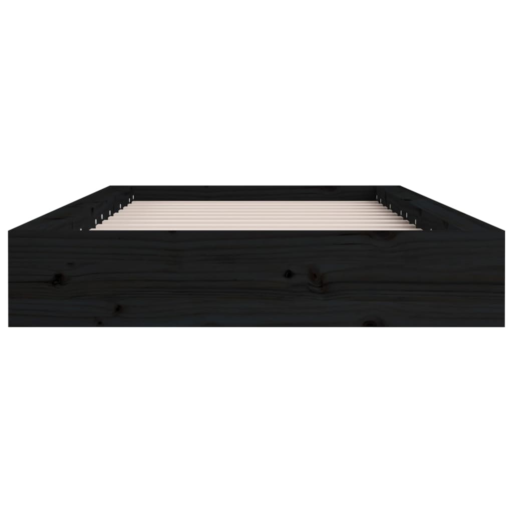 Cadre de lit sans matelas noir 75x190 cm bois massif - XIOS