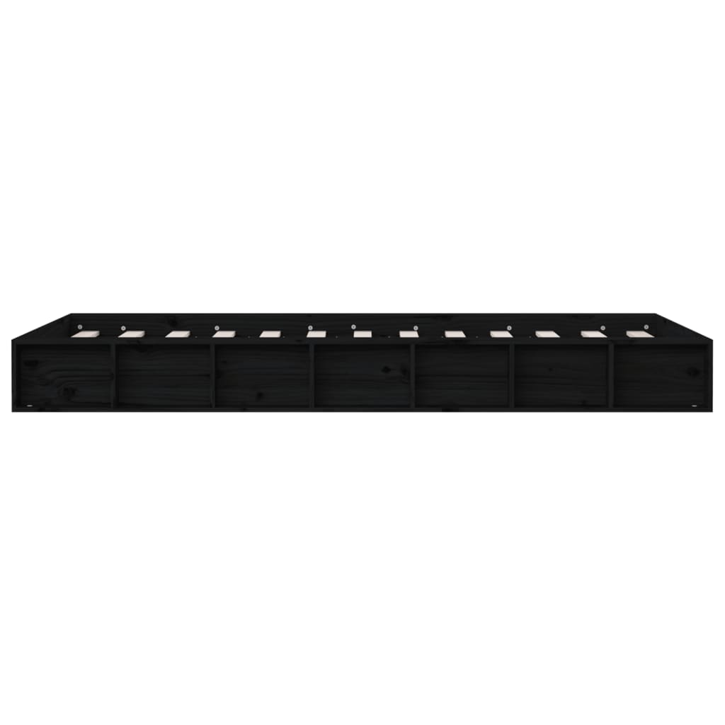 Cadre de lit sans matelas noir 75x190 cm bois massif - XIOS