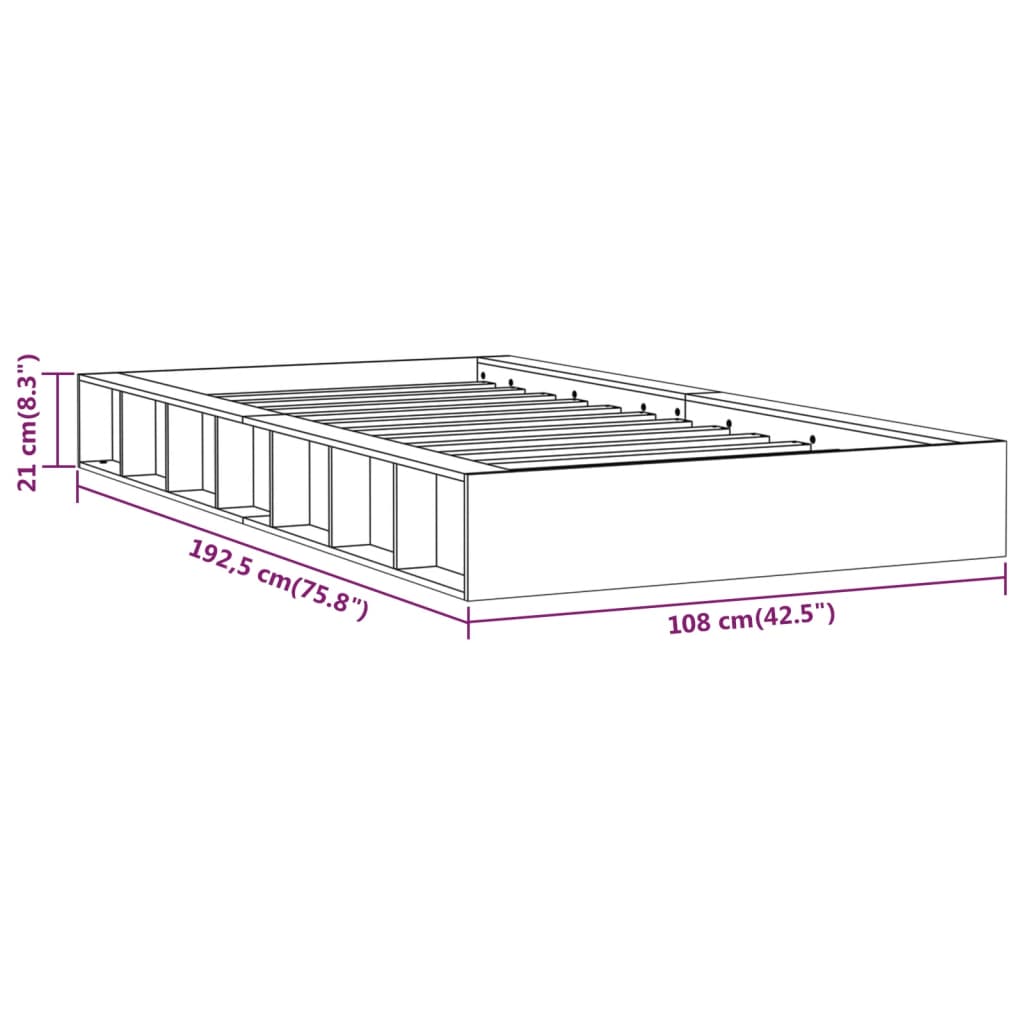 Cadre de lit sans matelas 90x190 cm bois massif - XIOS