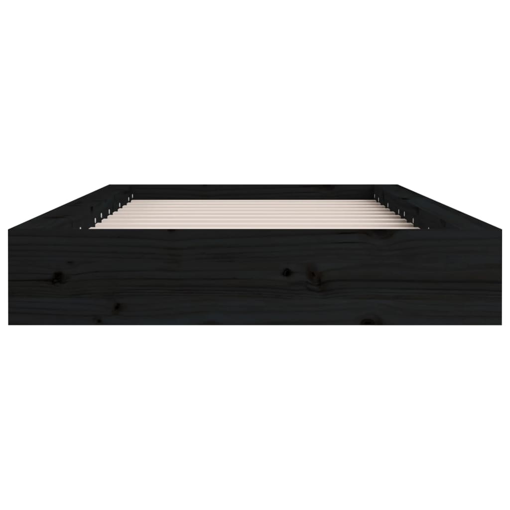 Cadre de lit sans matelas noir 135x190 cm bois massif - XIOS