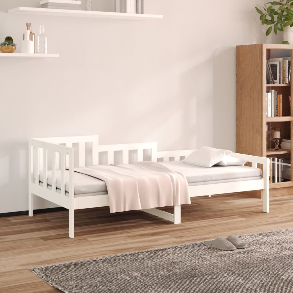 Lit de jour sans matelas blanc 90x200 cm bois de pin massif - XIOS