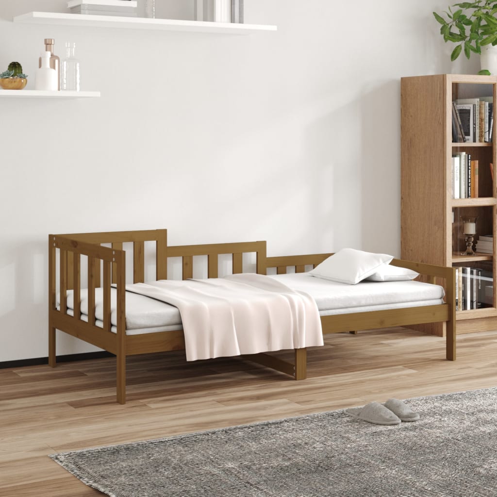 Lit de jour sans matelas marron miel 90x190 cm bois pin massif - XIOS