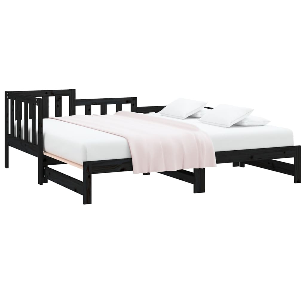 Lit coulissant sans matelas noir bois de pin massif - XIOS