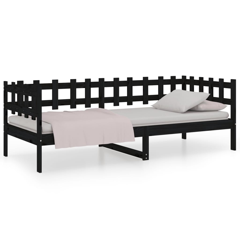 Lit de jour sans matelas noir 90x200 cm bois de pin massif - XIOS