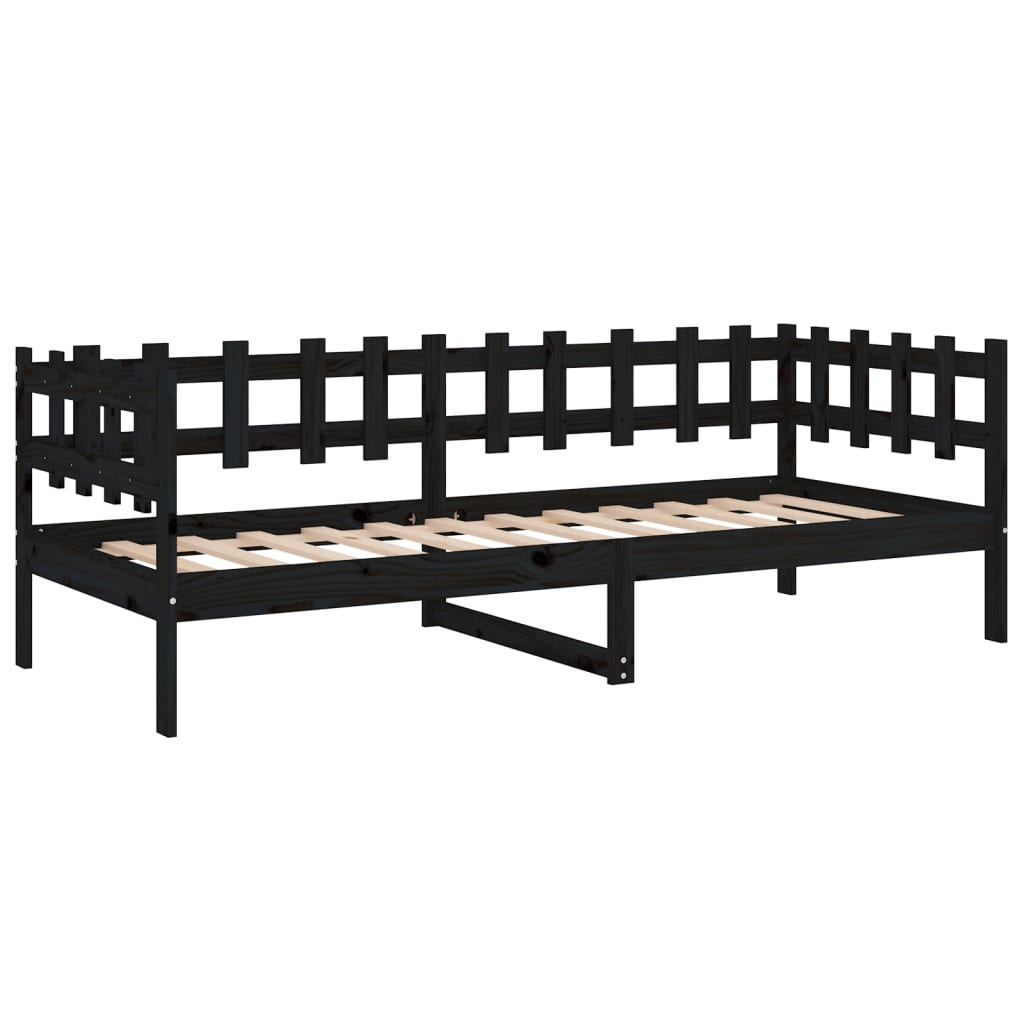 Lit de jour sans matelas noir 90x200 cm bois de pin massif - XIOS