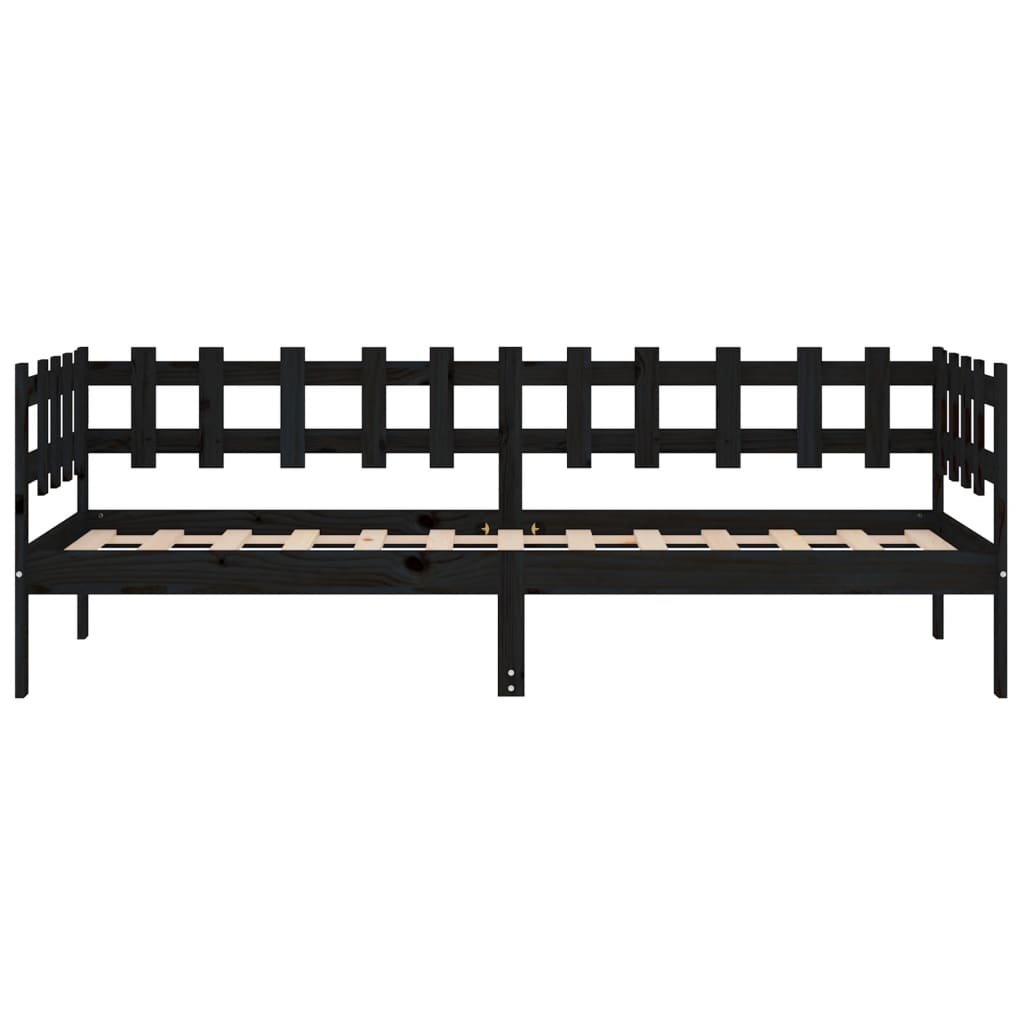 Lit de jour sans matelas noir 90x200 cm bois de pin massif - XIOS