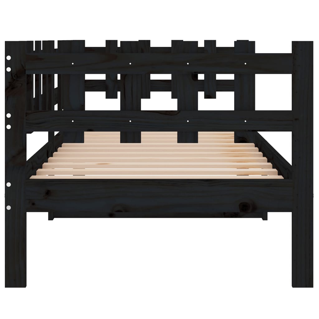 Lit de jour sans matelas noir 90x200 cm bois de pin massif - XIOS