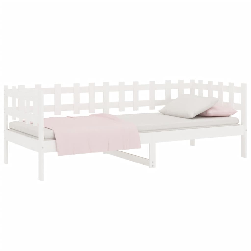 Lit de jour sans matelas blanc 90x190 cm bois de pin massif - XIOS