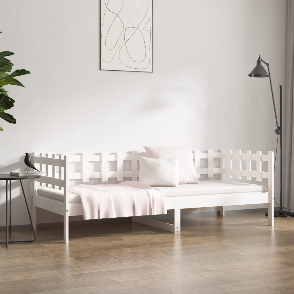Lit de jour sans matelas blanc 90x190 cm bois de pin massif - XIOS