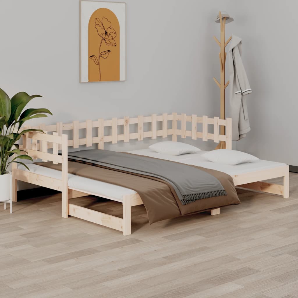 Lit coulissant sans matelas 2x(80x200) cm Bois de pin massif