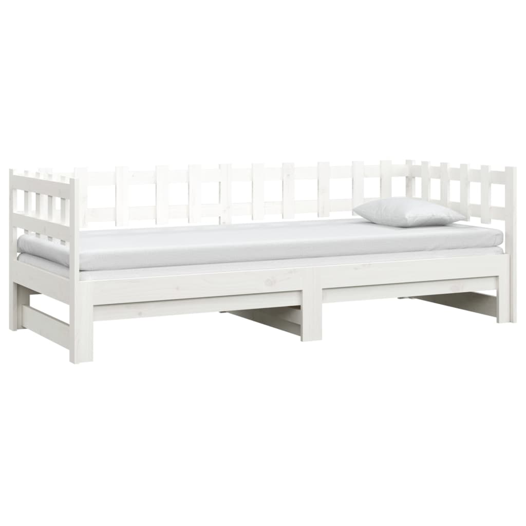 Lit coulissant sans matelas blanc 2x(80x200)cm