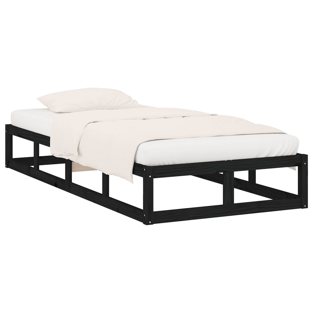Cadre de lit sans matelas noir 90x200 cm bois massif - XIOS