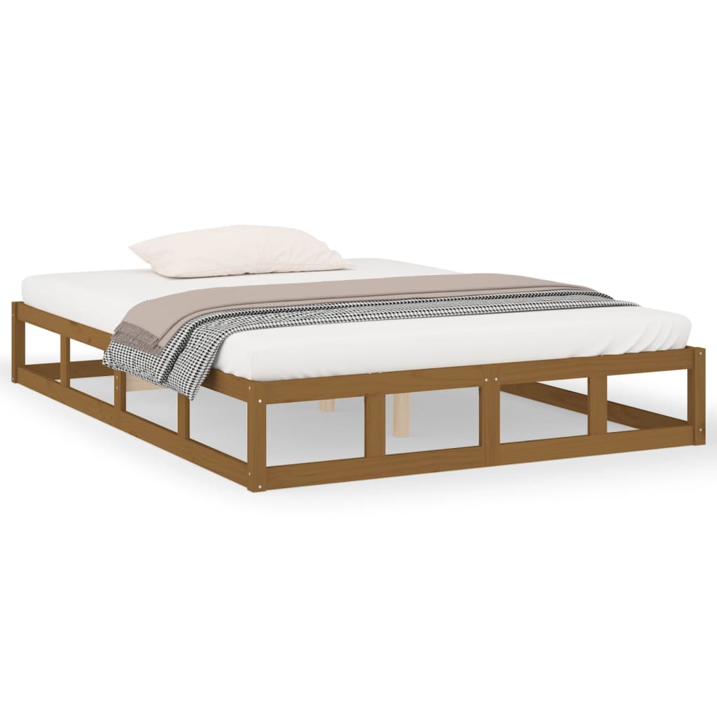 Cadre de lit sans matelas marron miel 120x200 cm bois massif - XIOS