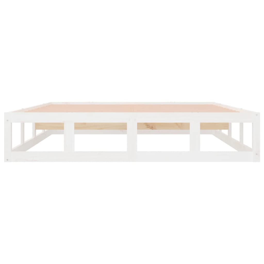 Cadre de lit sans matelas blanc 140x200 cm bois massif - XIOS