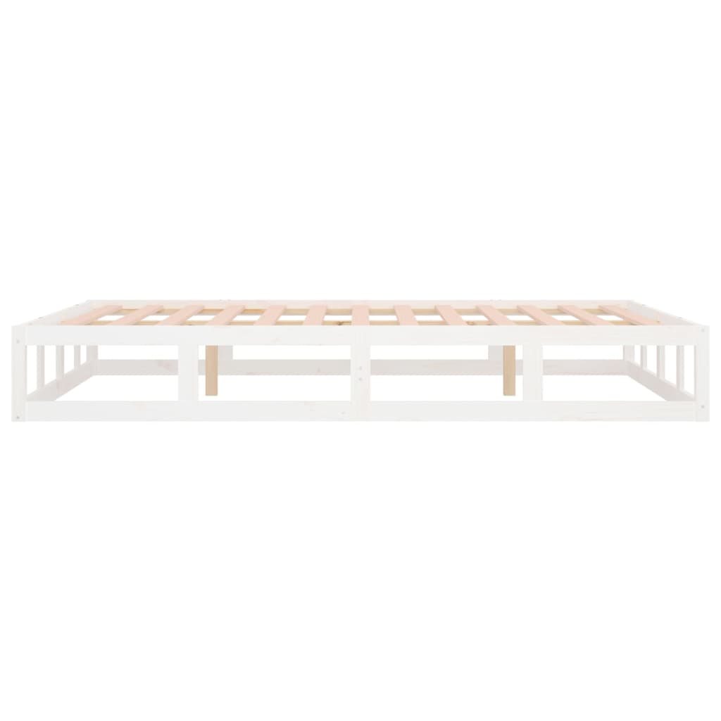 Cadre de lit sans matelas blanc 140x200 cm bois massif - XIOS
