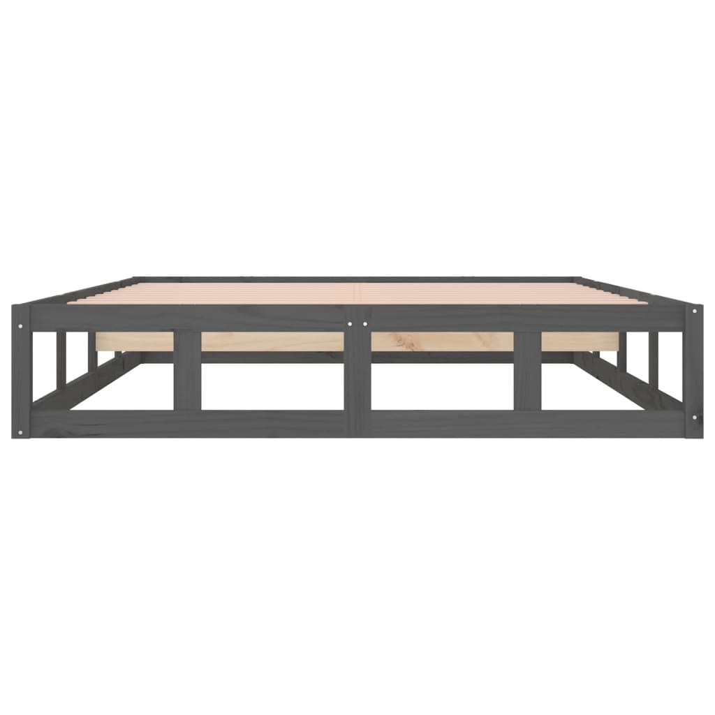 Cadre de lit sans matelas gris 150x200 cm bois massif - XIOS