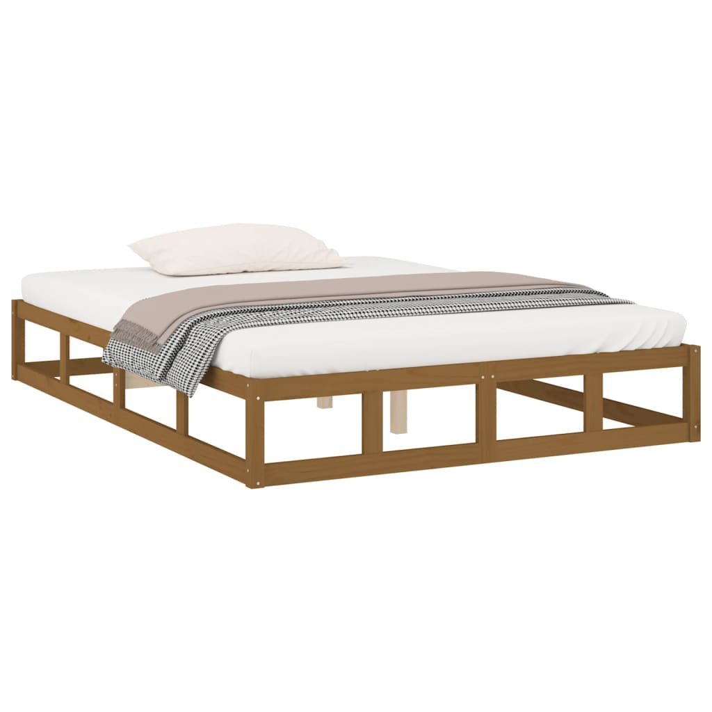 Cadre de lit sans matelas marron miel 150x200 cm bois massif - XIOS