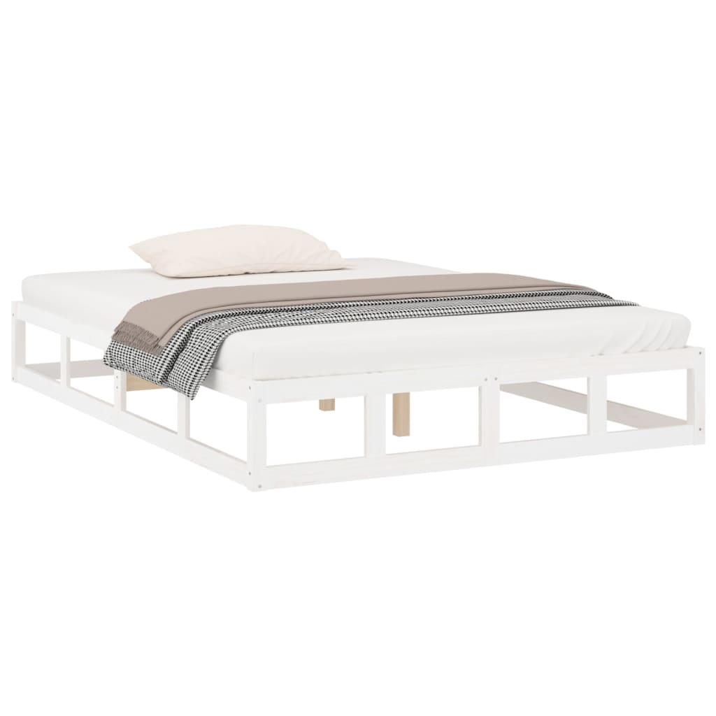 Cadre de lit sans matelas blanc 160x200 cm bois massif - XIOS