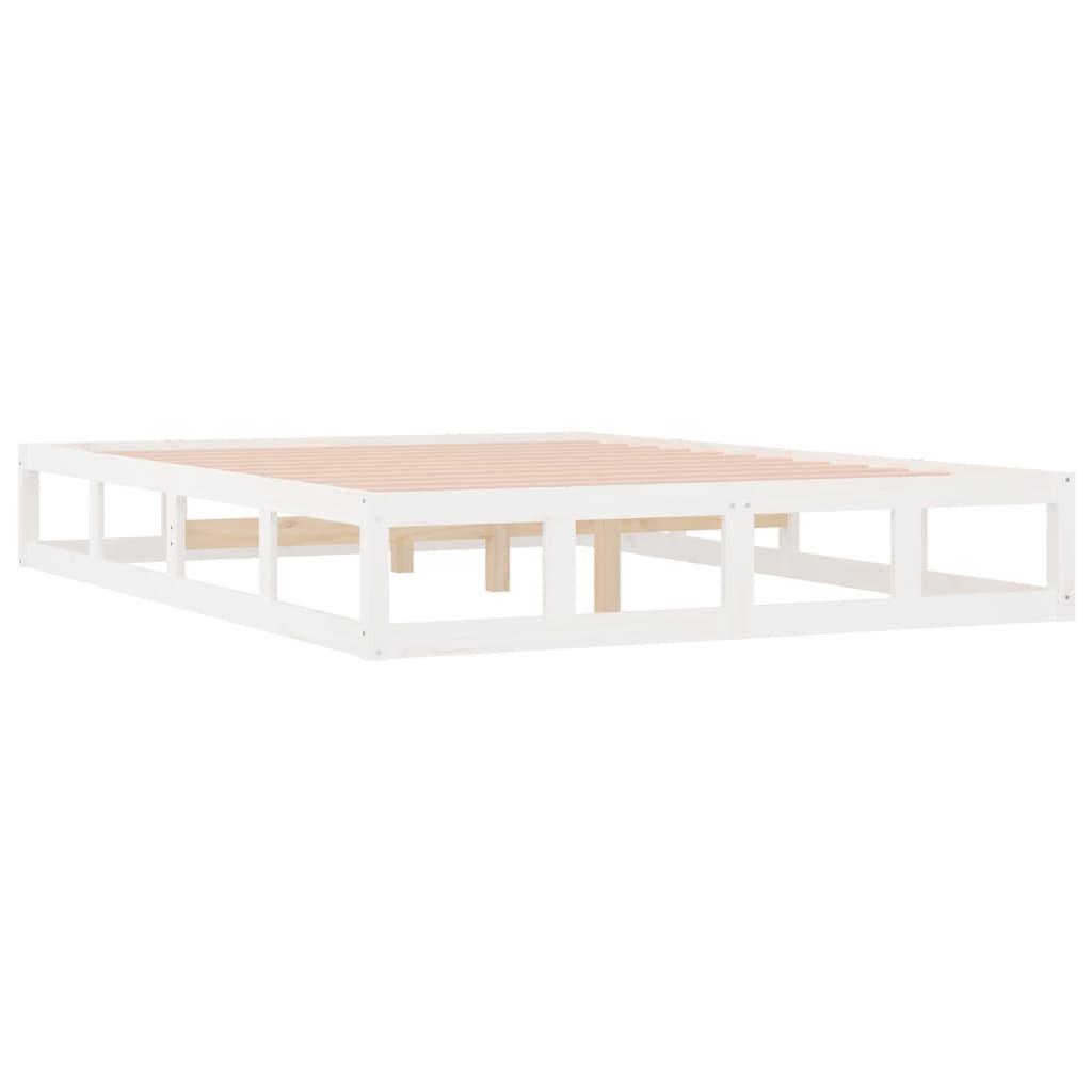 Cadre de lit sans matelas blanc 160x200 cm bois massif - XIOS
