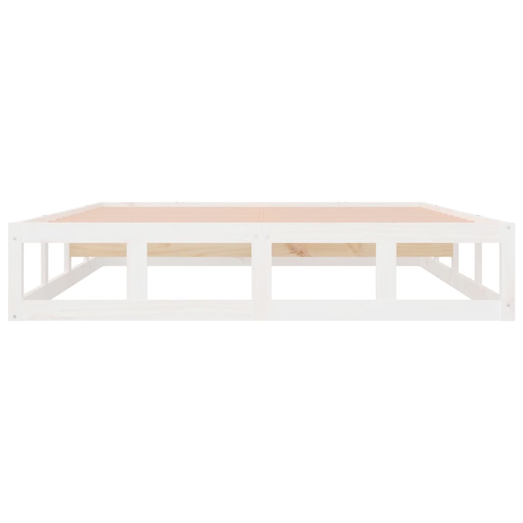 Cadre de lit sans matelas blanc 160x200 cm bois massif - XIOS