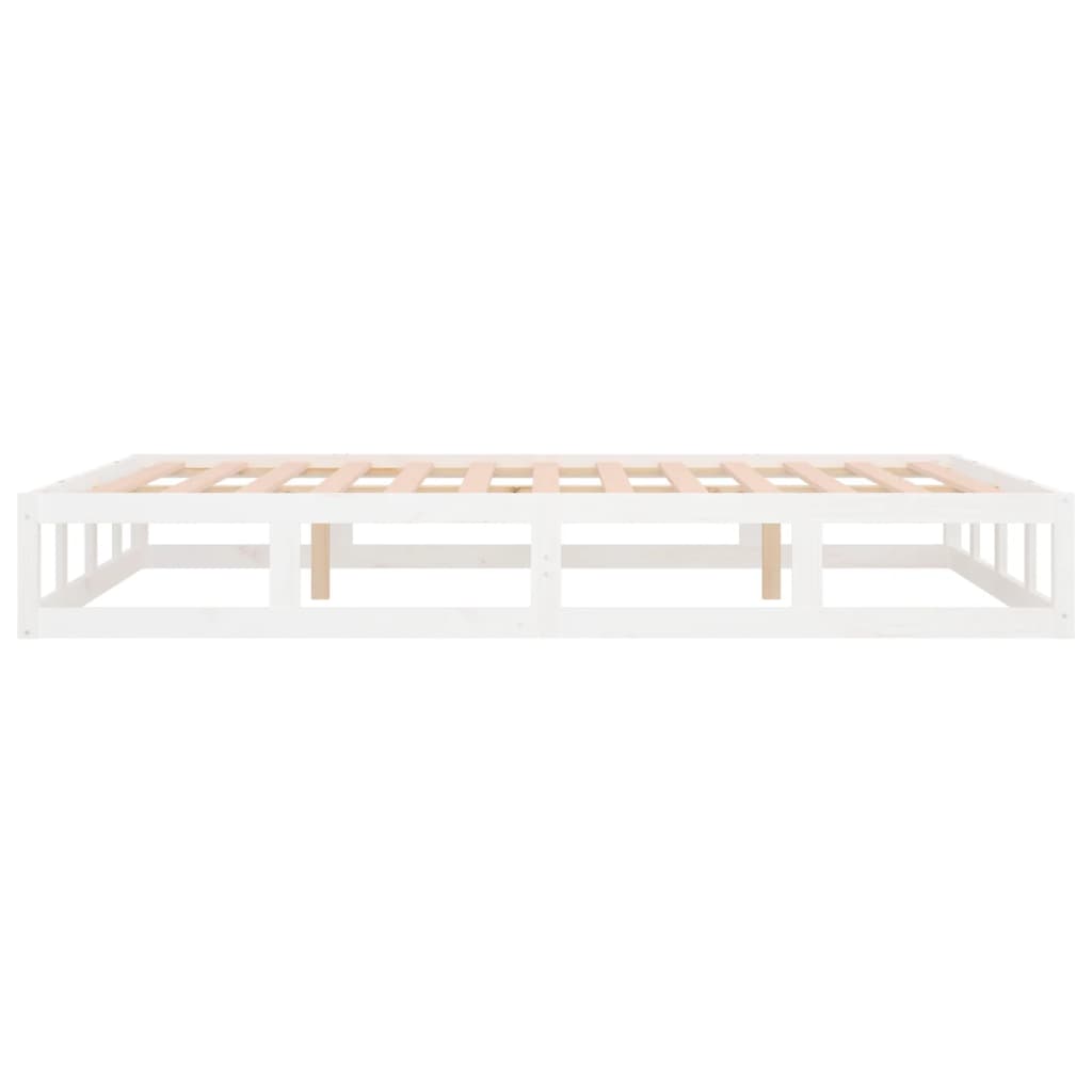 Cadre de lit sans matelas blanc 160x200 cm bois massif - XIOS
