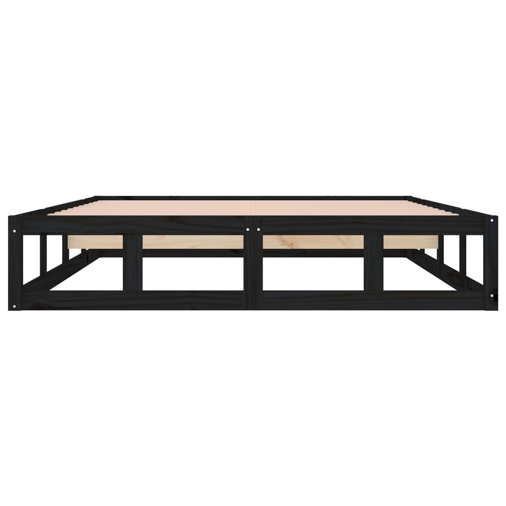 Cadre de lit sans matelas noir 180x200 cm bois massif - XIOS