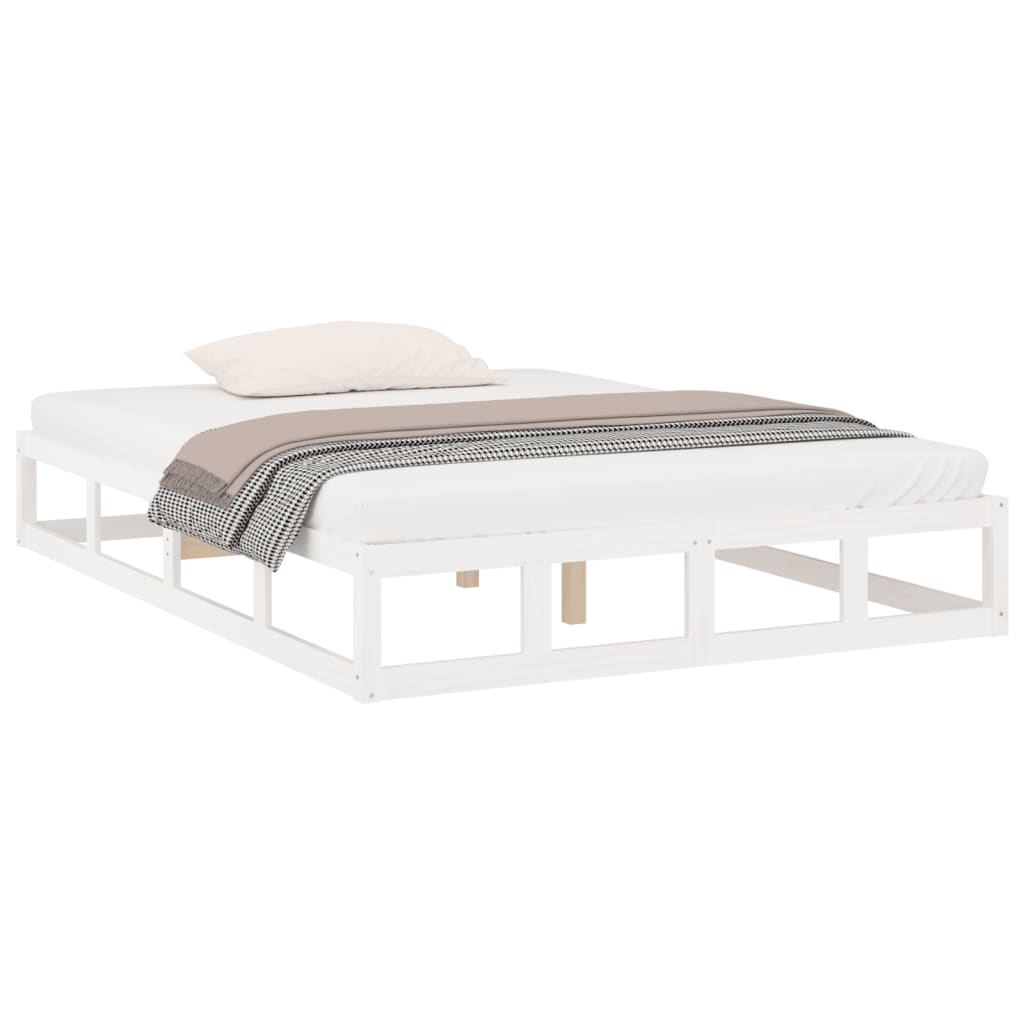 Cadre de lit sans matelas blanc 200x200 cm bois massif - XIOS