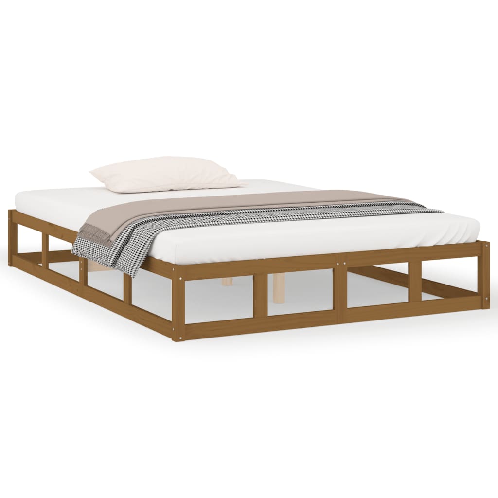 Cadre de lit sans matelas marron miel 200x200 cm bois massif - XIOS