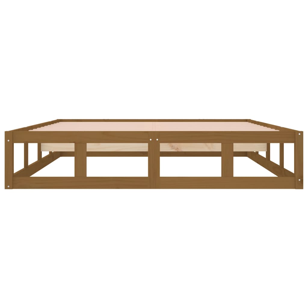 Cadre de lit sans matelas marron miel 200x200 cm bois massif - XIOS