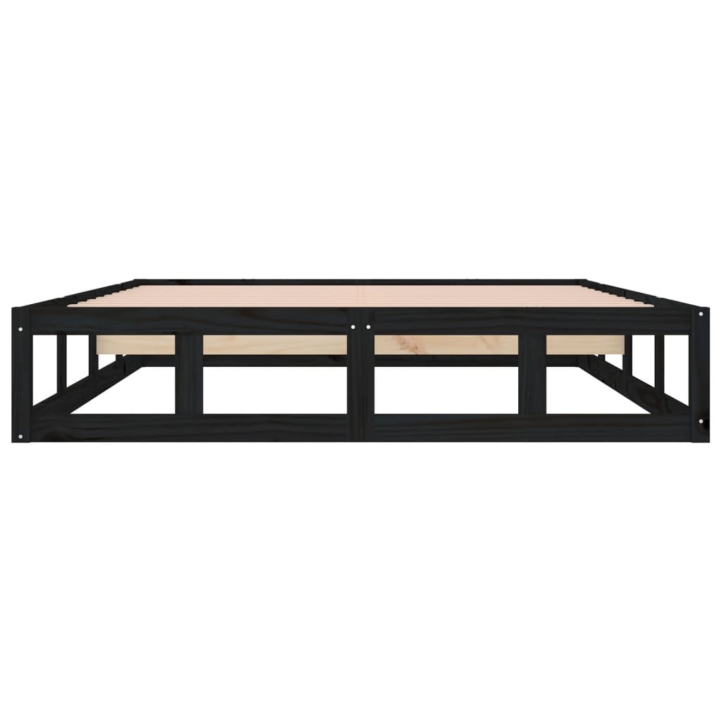 Cadre de lit sans matelas noir 200x200 cm bois massif - XIOS