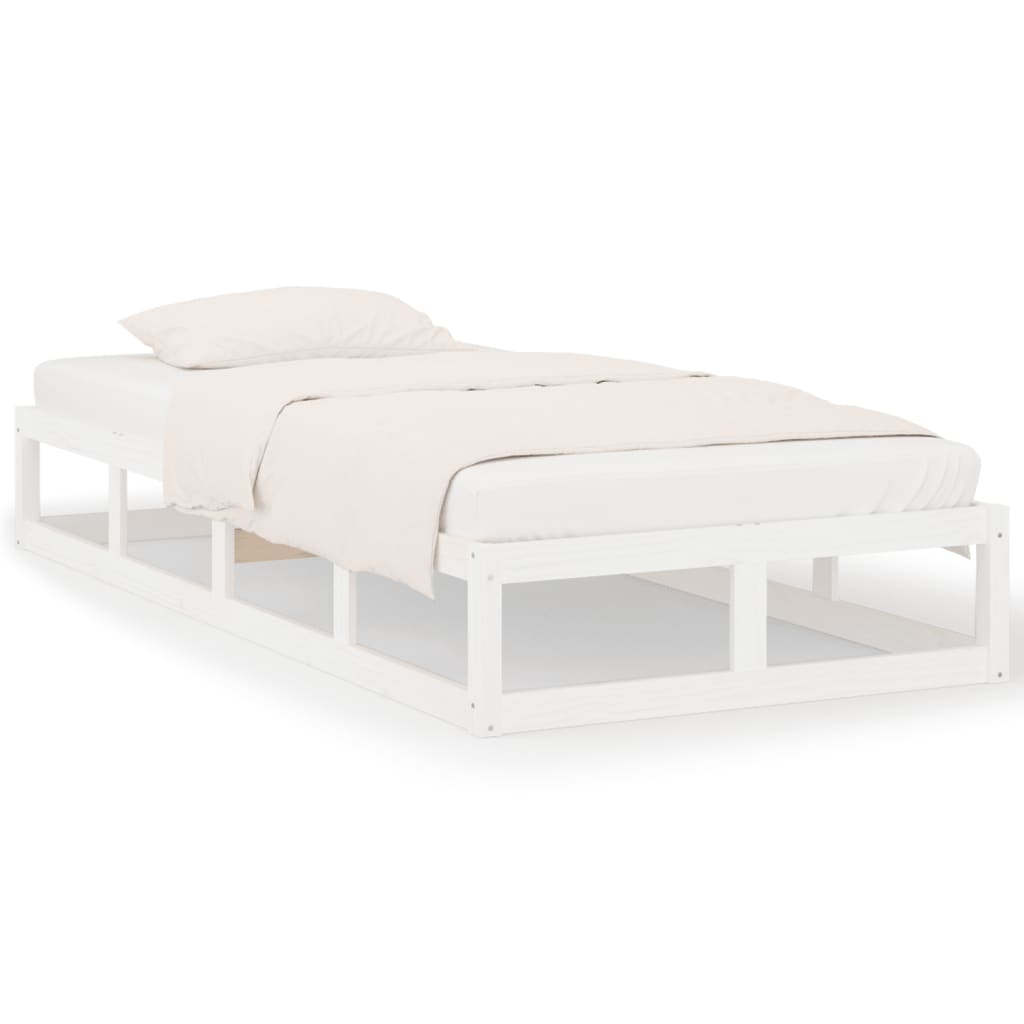 Cadre de lit sans matelas blanc 75x190 cm bois massif - XIOS