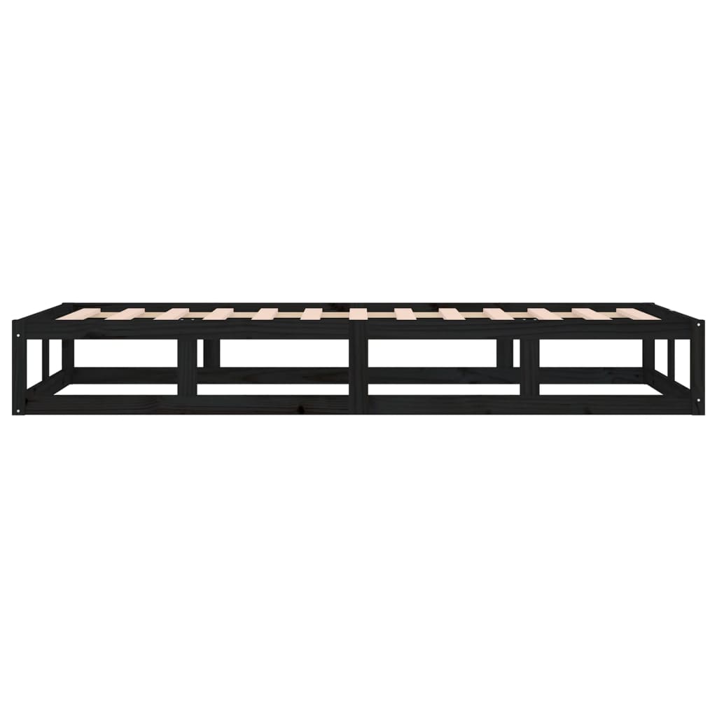 Cadre de lit sans matelas noir 75x190 cm bois massif - XIOS