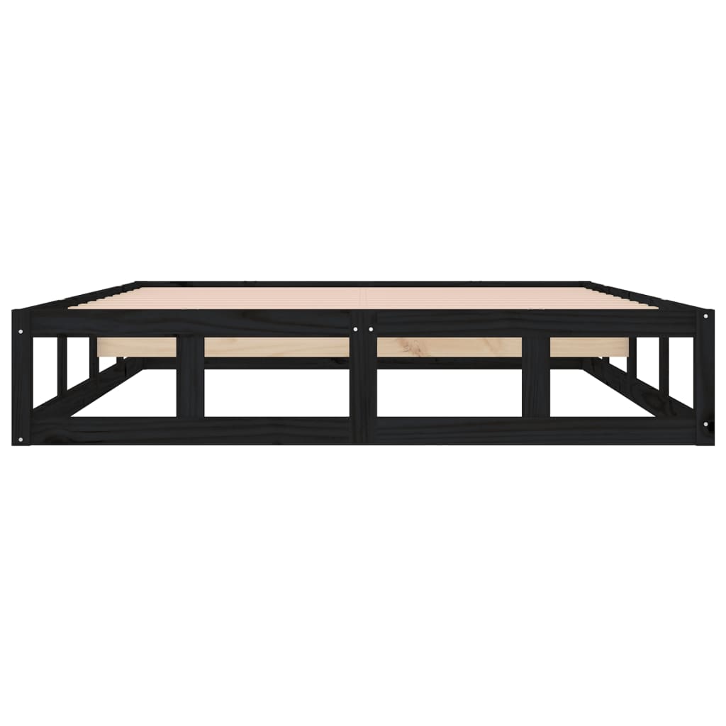 Cadre de lit sans matelas noir 120x190 cm bois massif - XIOS