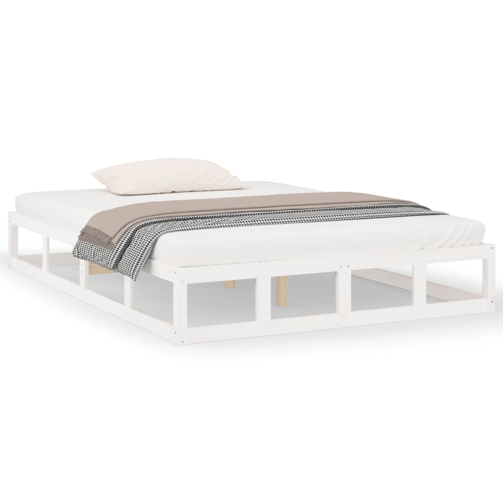 Cadre de lit sans matelas blanc 135x190 cm bois massif - XIOS