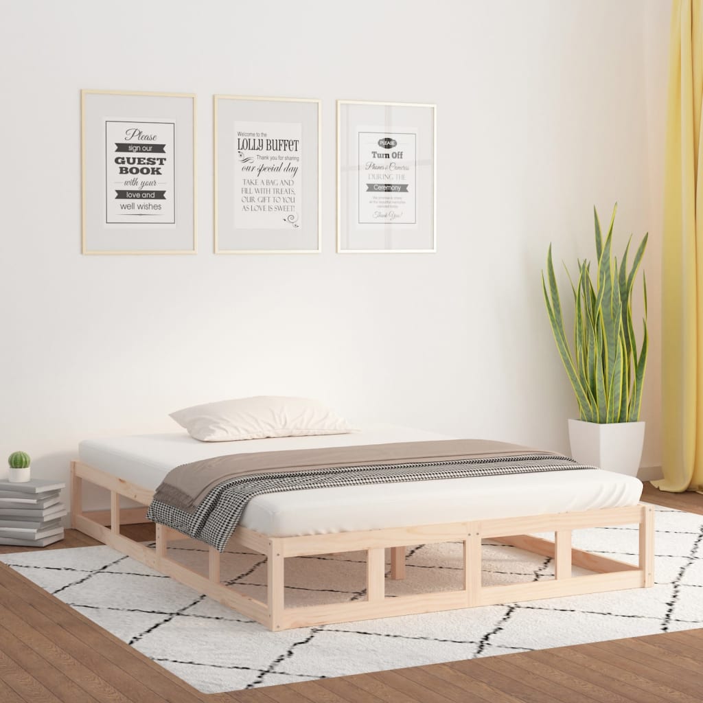 Cadre de lit sans matelas 140x190 cm bois massif - XIOS