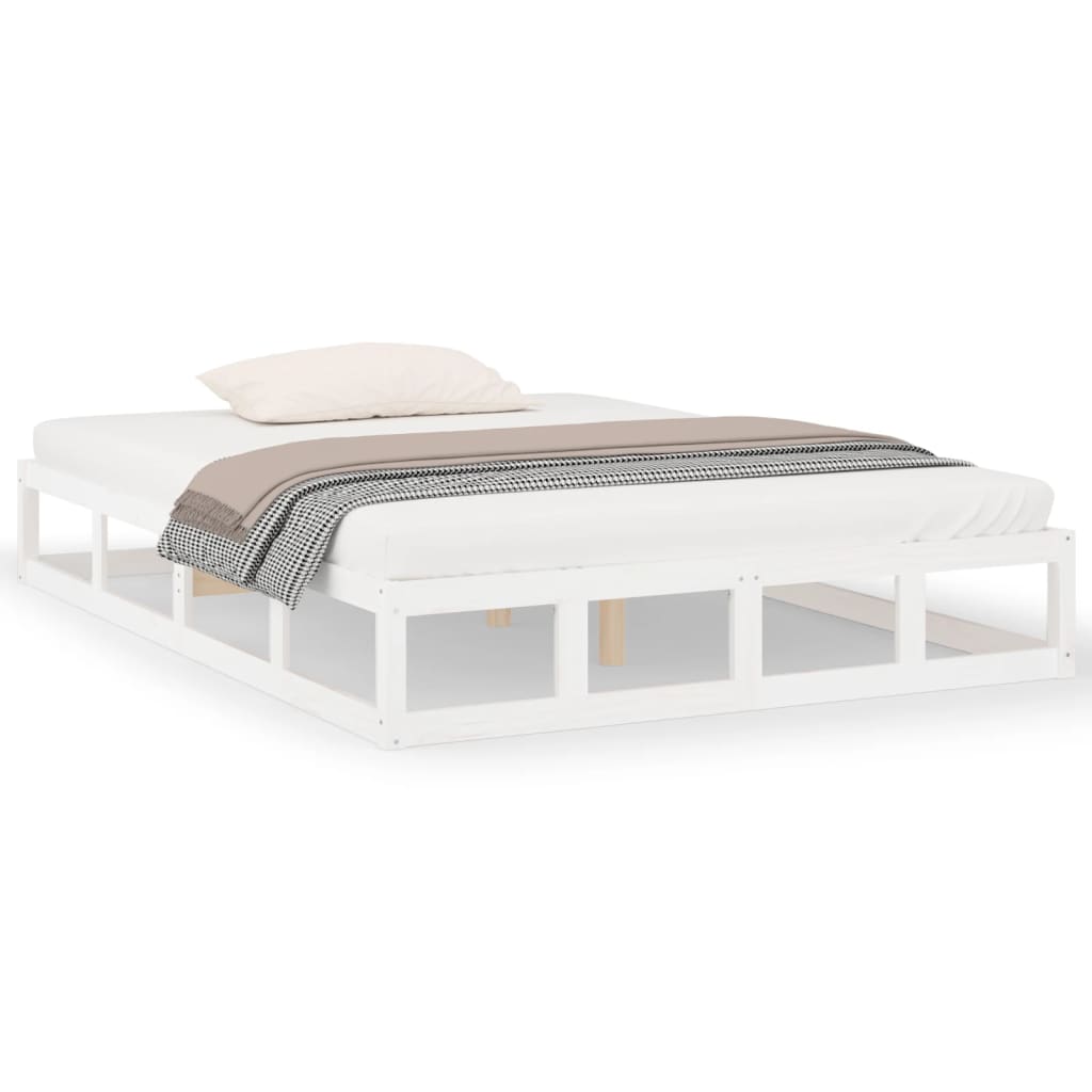 Cadre de lit sans matelas blanc 140x190 cm bois massif - XIOS